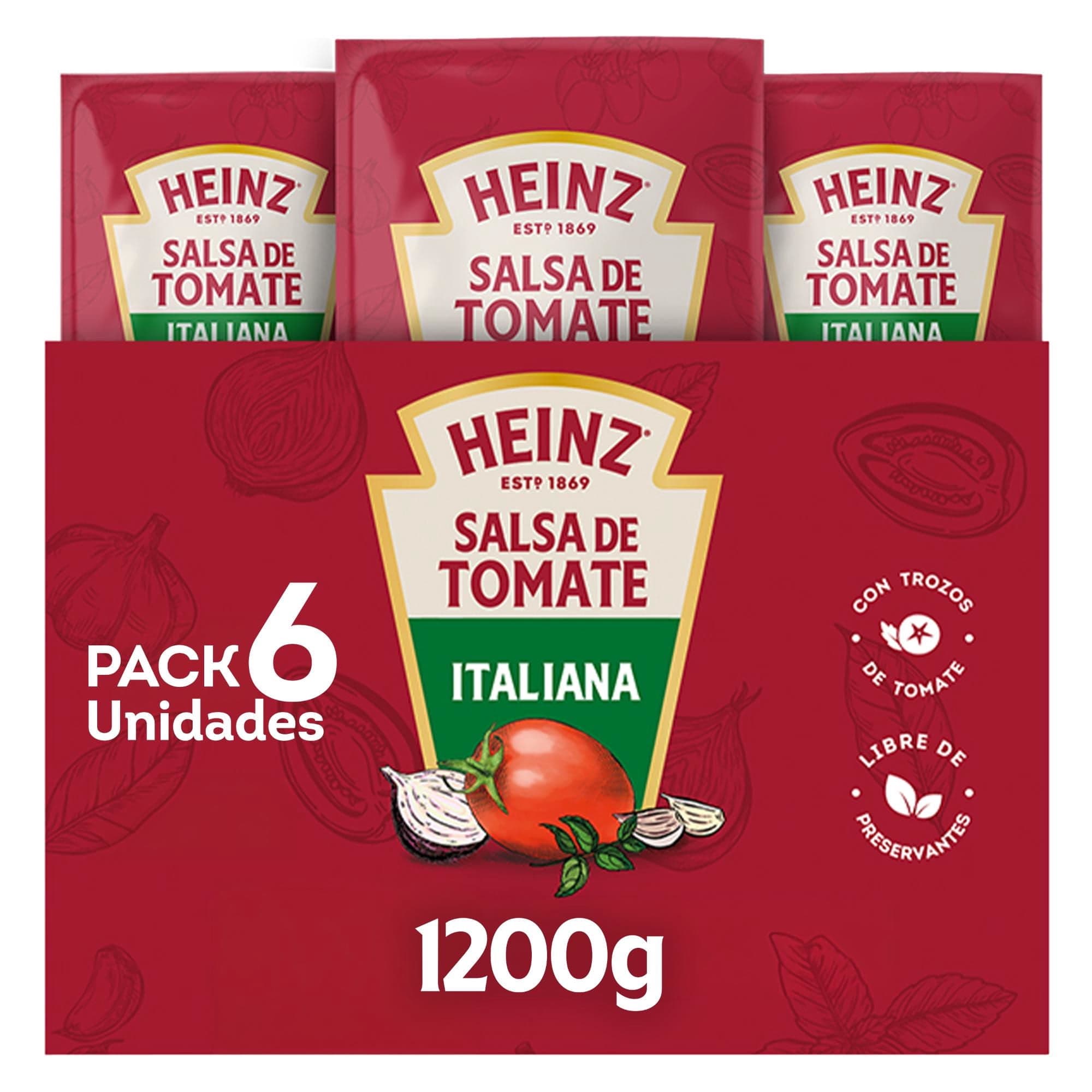 Salsa de Tomate Italiana Pack 6 Un Bolsa, 200 g