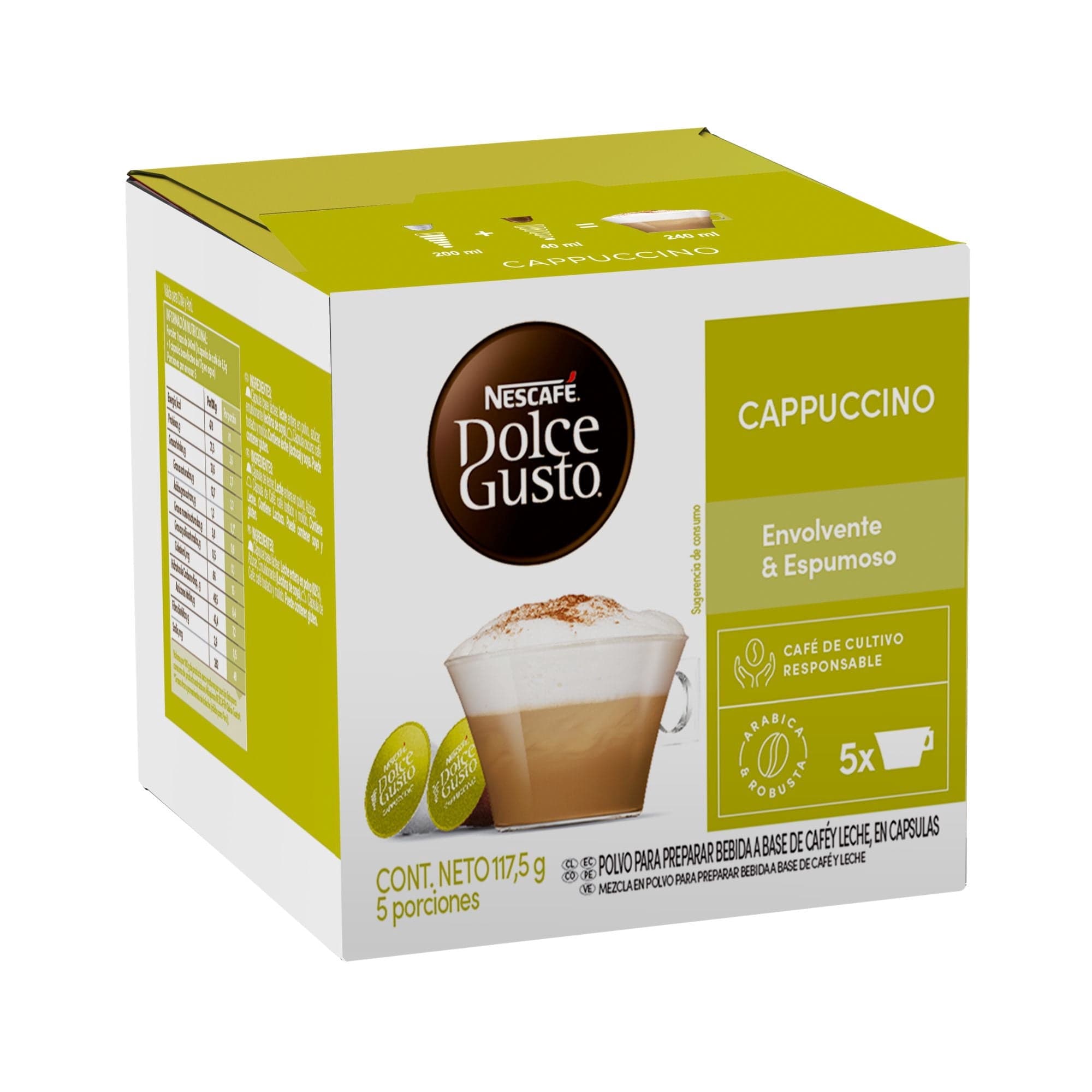 Cafe En Capsulas Cappuccino 5 Tazas, 117,5 g