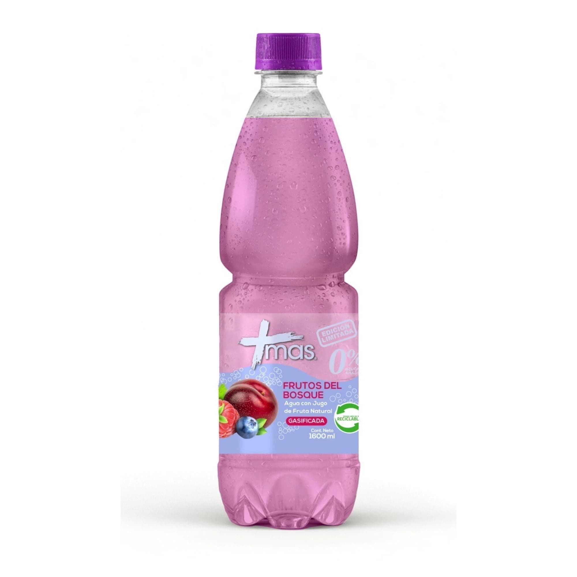 Agua Botella Saborizada Frutos del Bosque Con Gas, 1600 ml