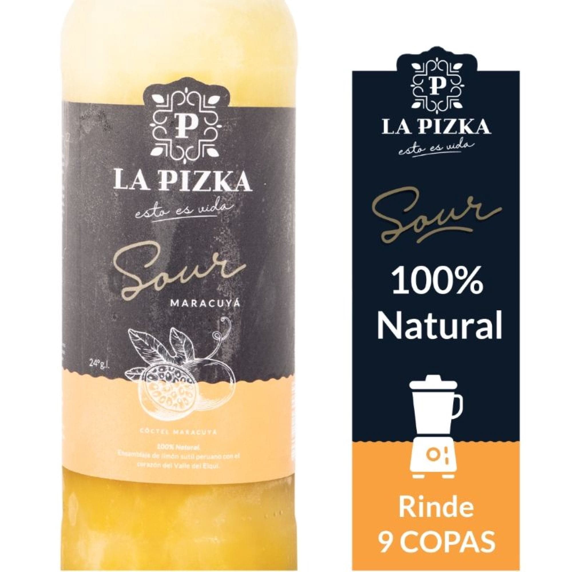 Coctel Pisco Sour La Pizka Maracuya Botella, 1 L