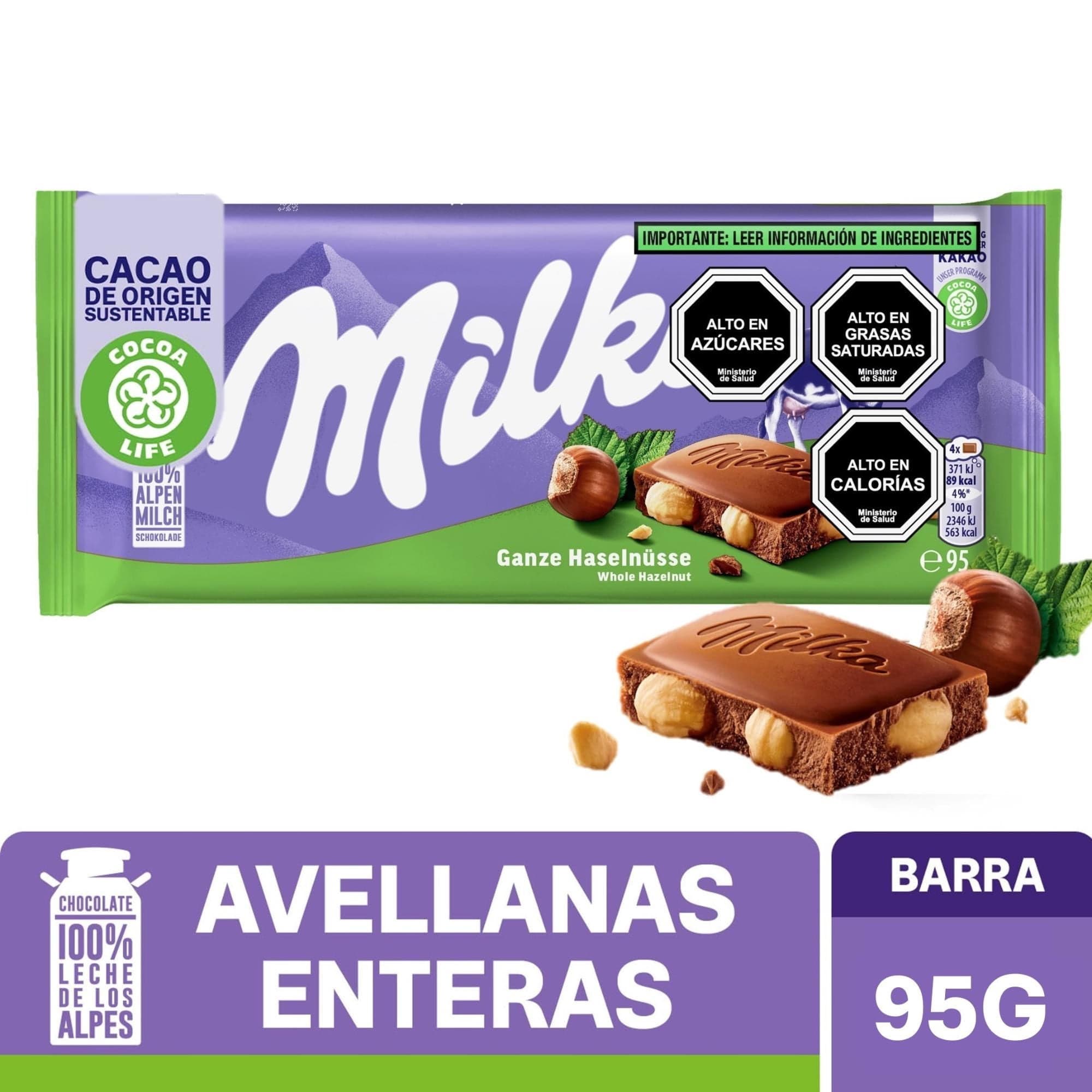 Chocolate de Leche Con Avellanas, 95 g