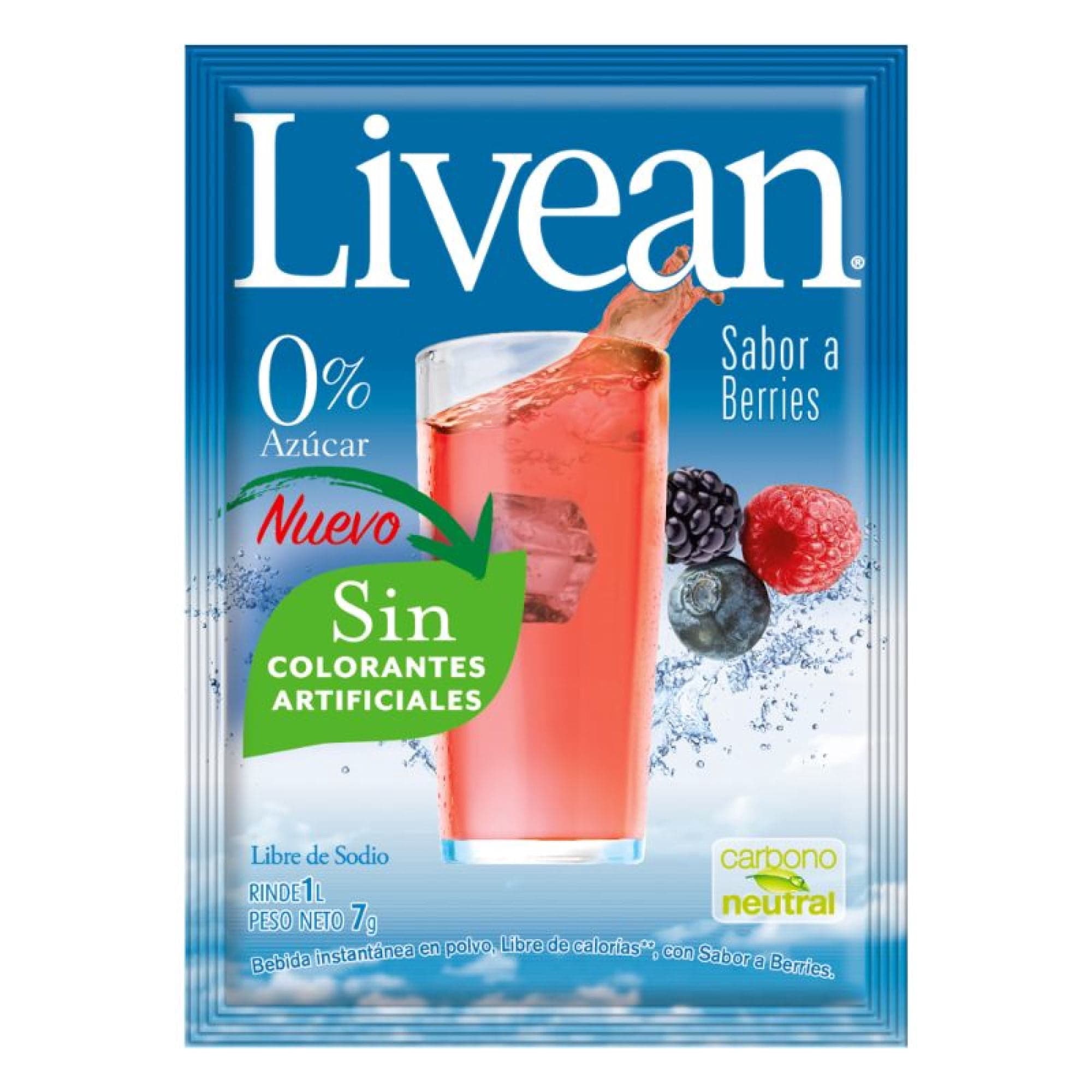 Jugo en Polvo Libre de Azucar Sabor Berries Sobre, 7 g