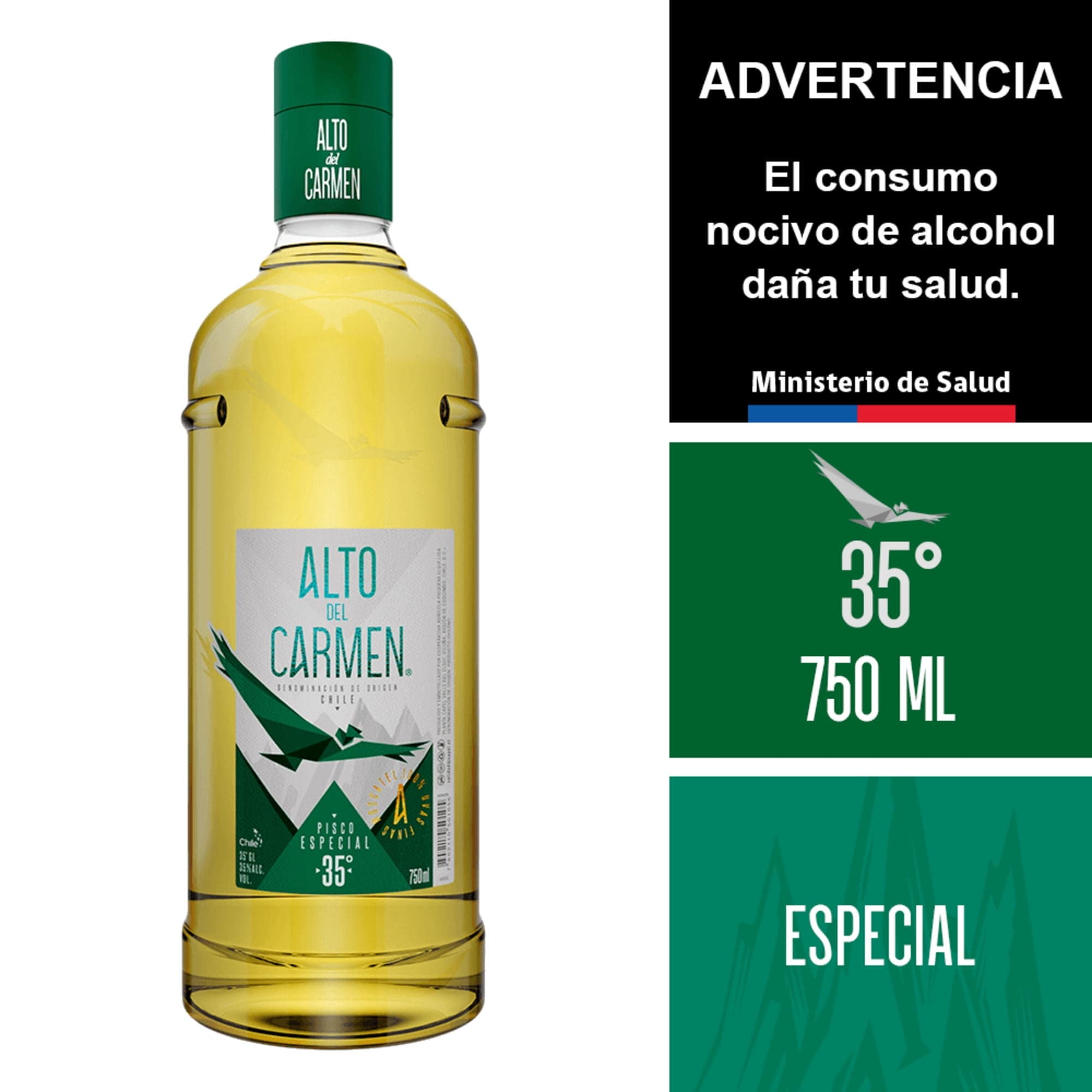 Pisco Alto del Carmen Especial 35 Botella, 750 ml