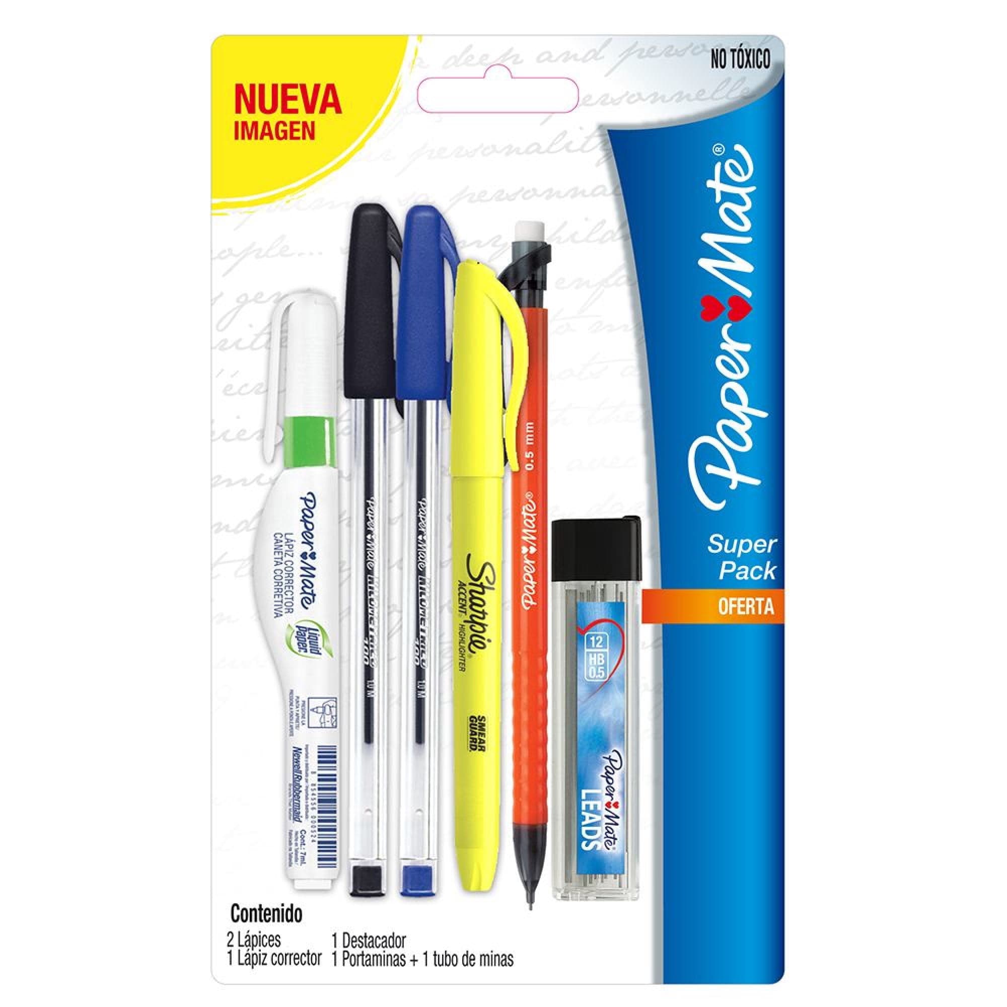 Lapices Pasta, Lapiz Corrector y Destacador, Pack Escolar, 1 Un