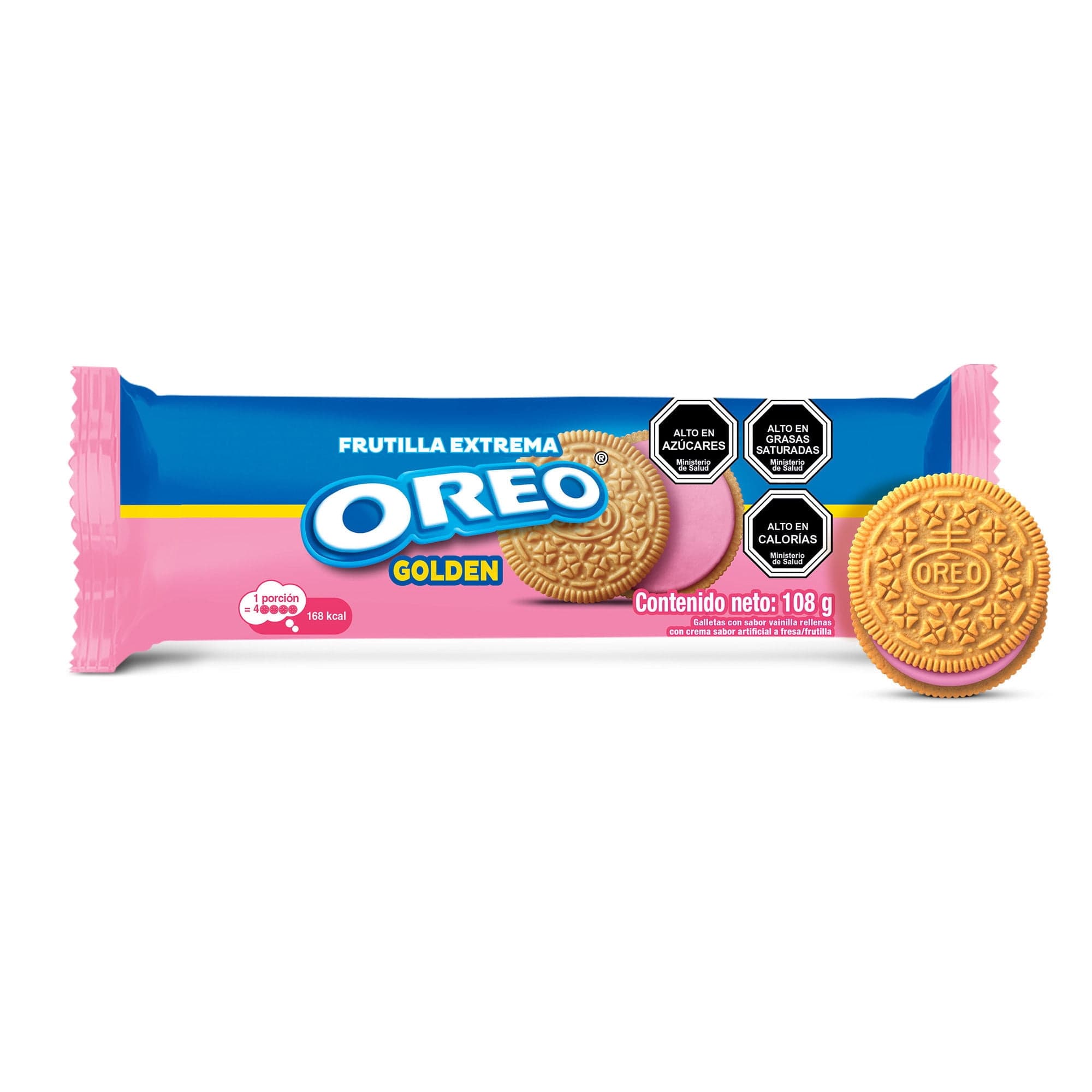 Galleta dulce oreo sabor a frutilla, 108 g