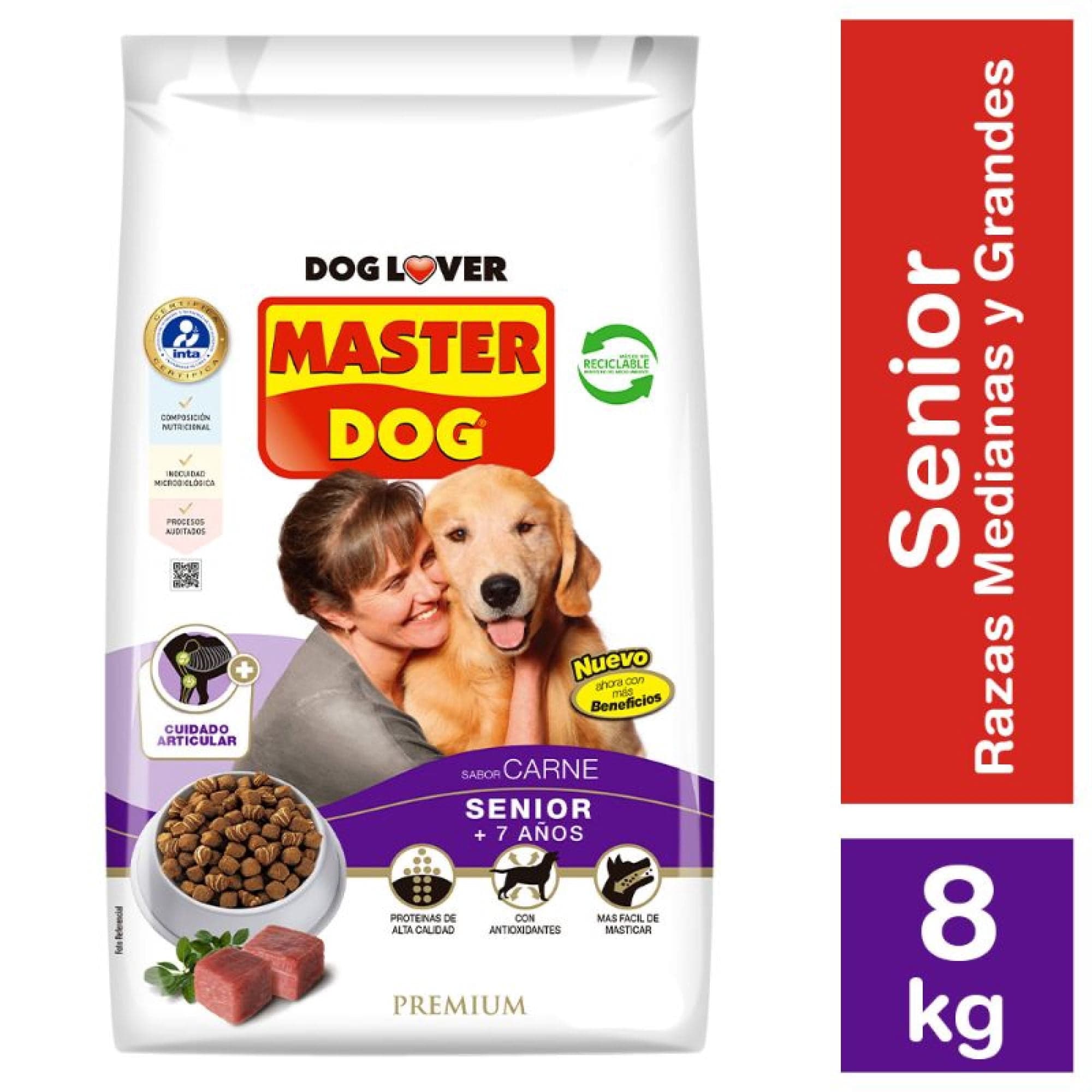 Alimento Seco Perro Senior Raza Mediana/Grande Carne Bolsa