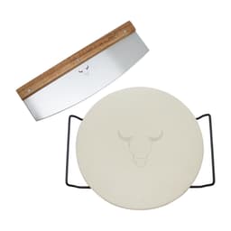 Tabla De Piedra + Cortador 2 Piezas Acero Inoxidable - Madera Blanco