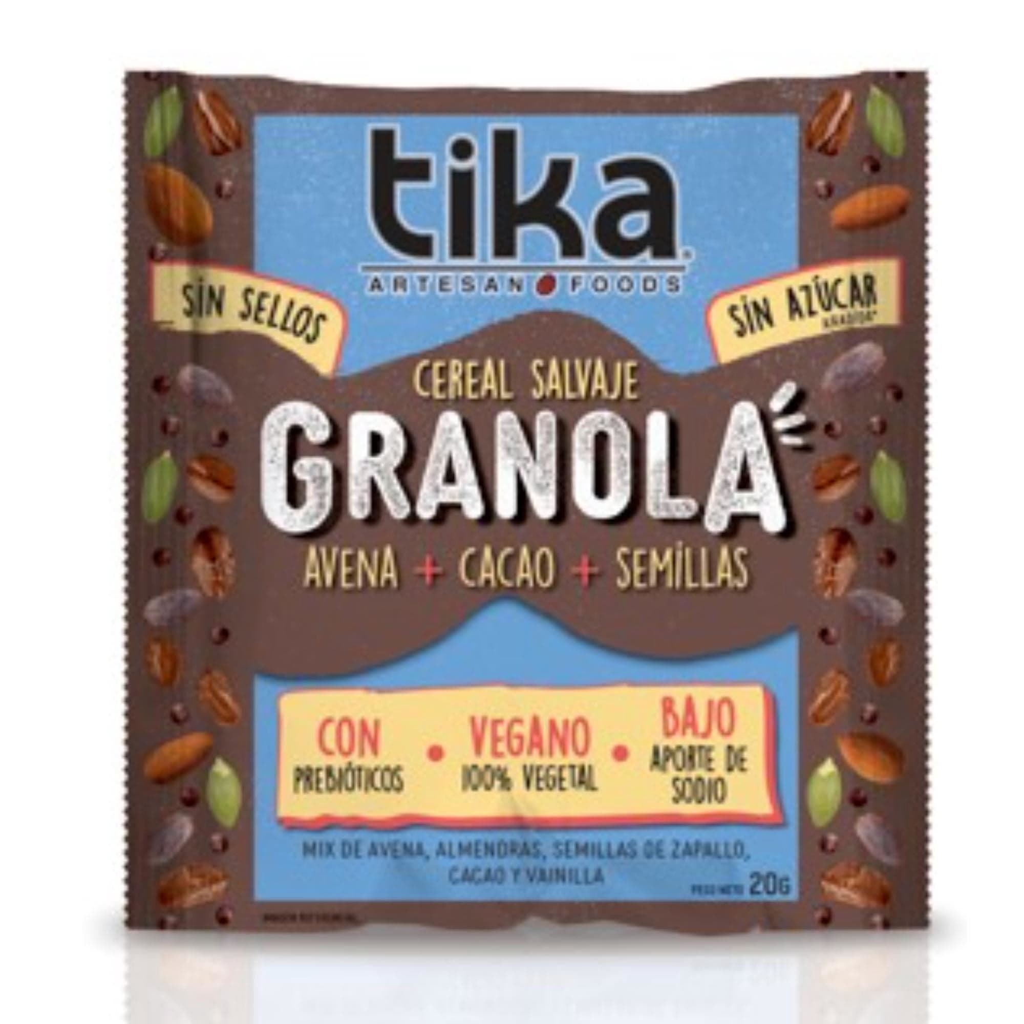 Cereal Salvaje Granola Avena-Cacao & Vainilla, 20 g