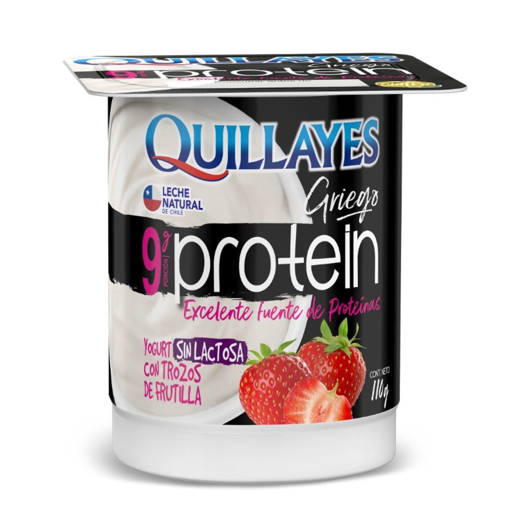 Yoghurt Griego Proteina con trozos sabor frutilla, 110 g