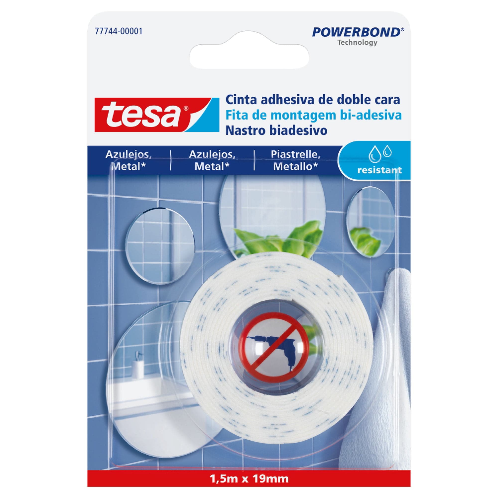 Cinta Doble contacto espejo 15mx19mm water