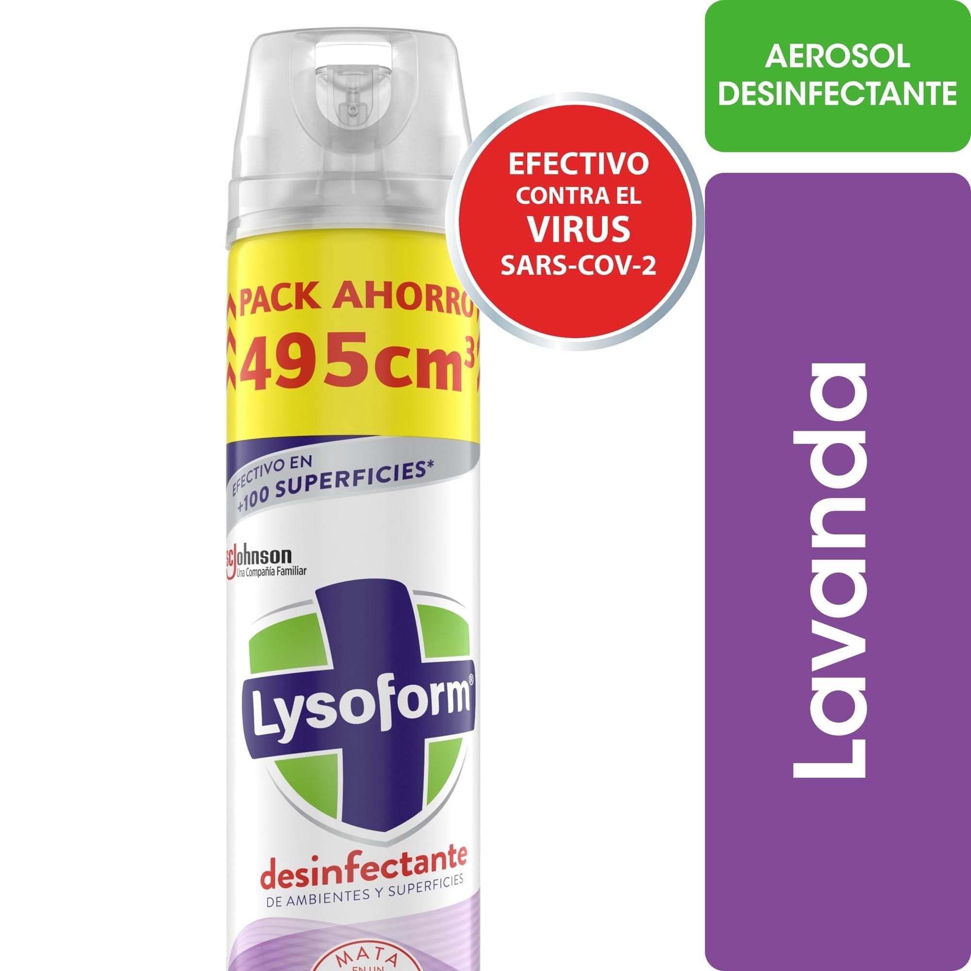 Desinfectante de ambientes y superficies Aerosol Lavanda Lata, 495 ml