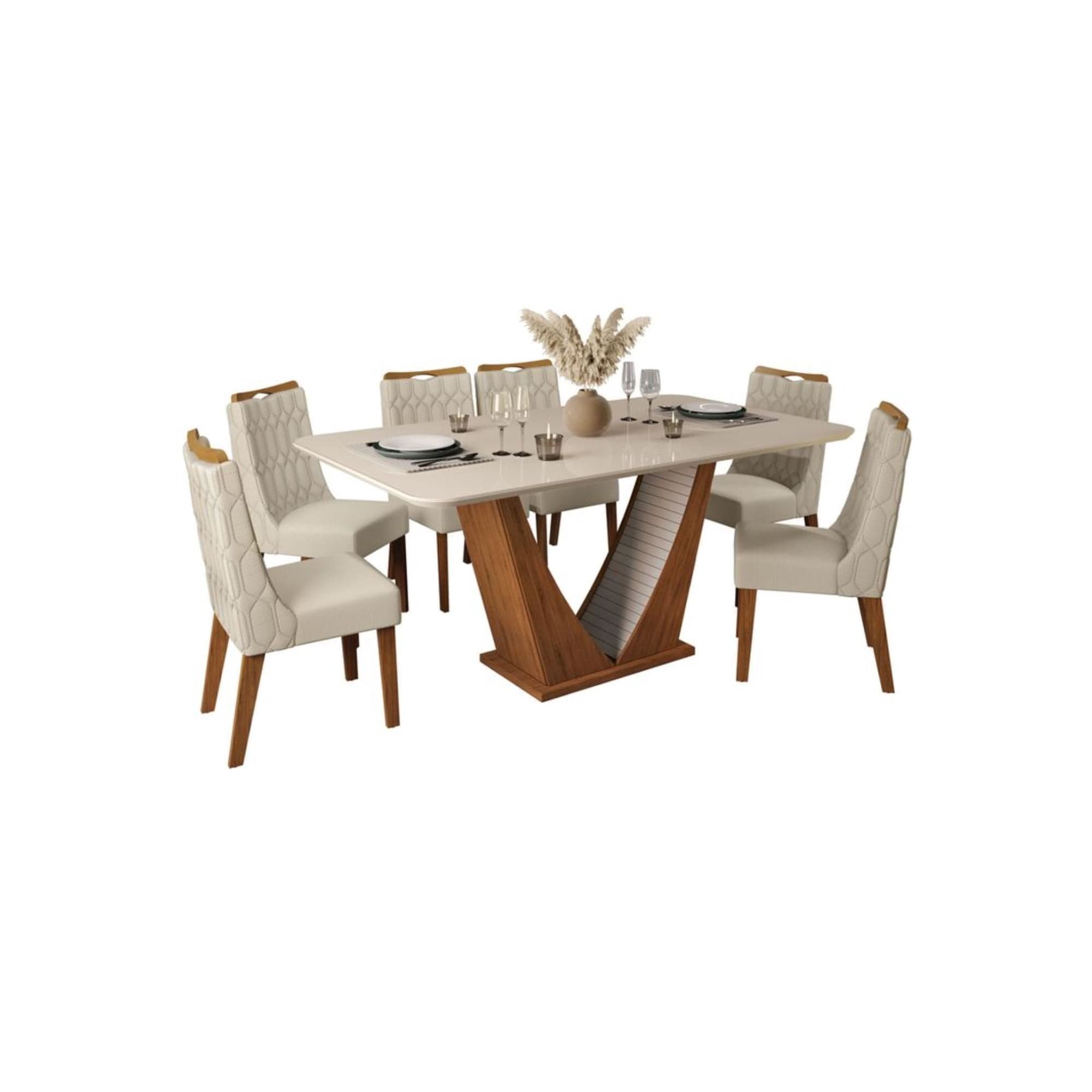 Juego Comedor Dalila 6 Sillas Blanco - Cafe