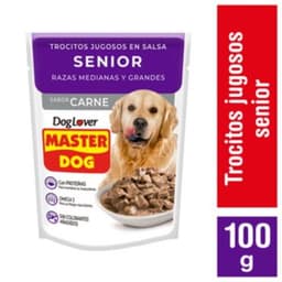 Alimento Humedo Perro Senior Trocitos Sabor Carne Pouch, 100 g