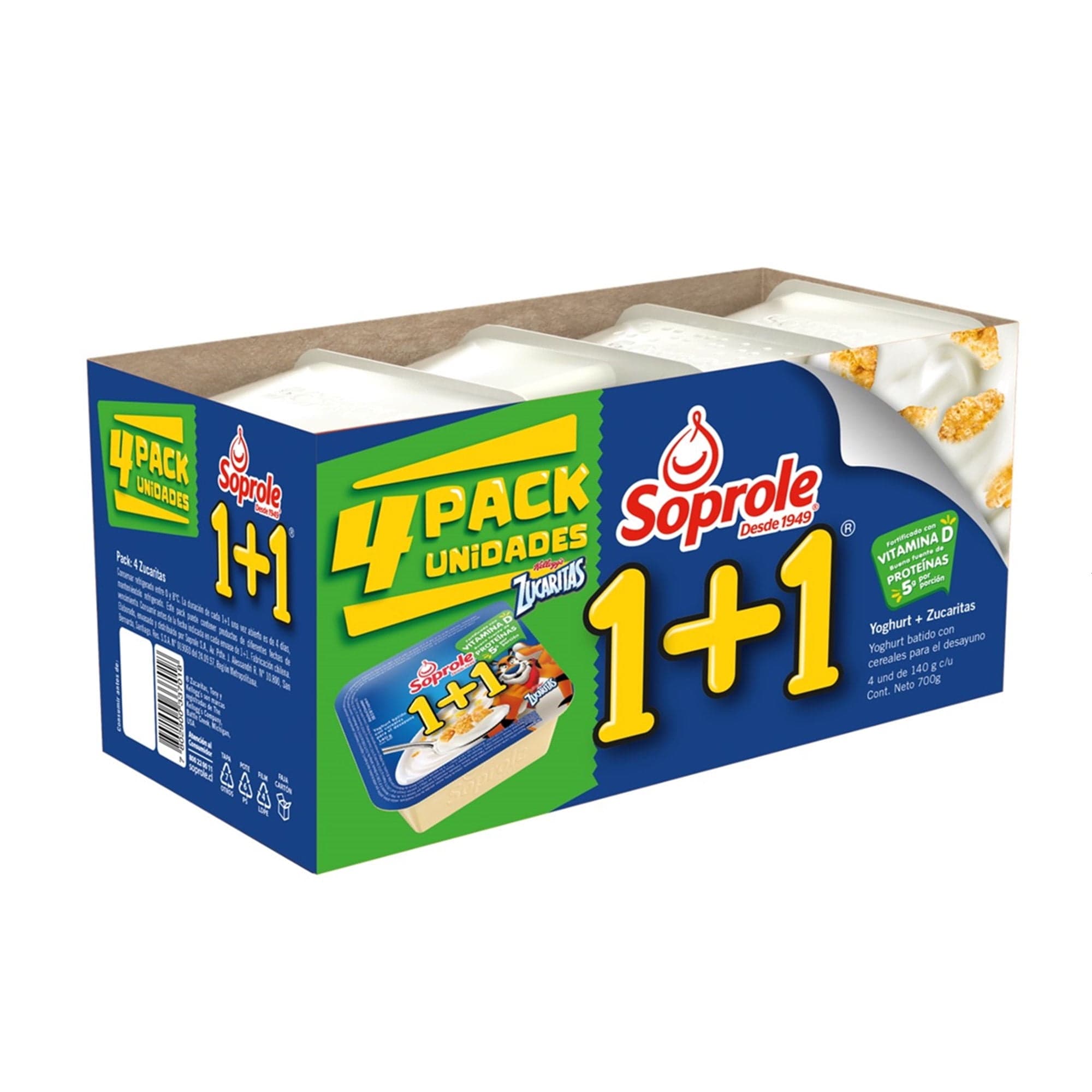 Yoghurt Con cereal 1+1 Pack X4 Zucaritas, 140 g
