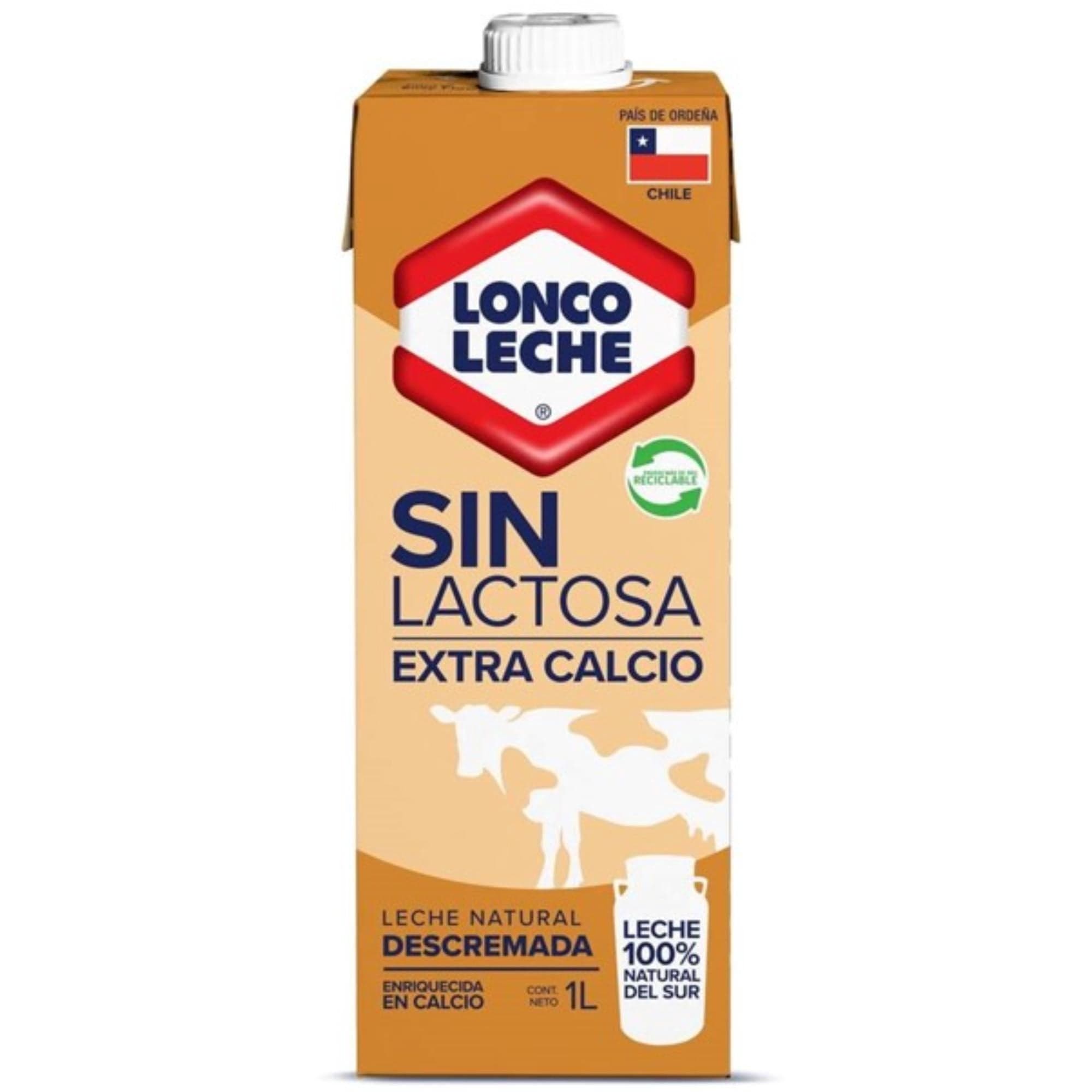 Leche Descremada Natural Extra calcio Descremada Sin Lactosa Caja, 1 L