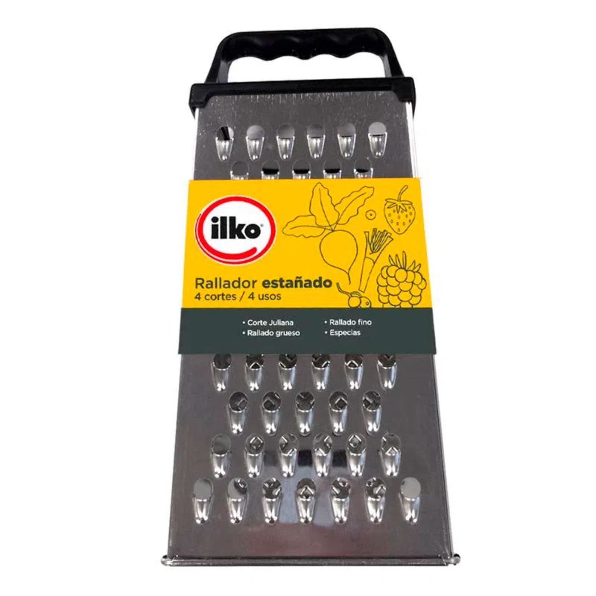Rallador Multiple 4 Caras 1 Pieza Plateado - Negro, 1 Un