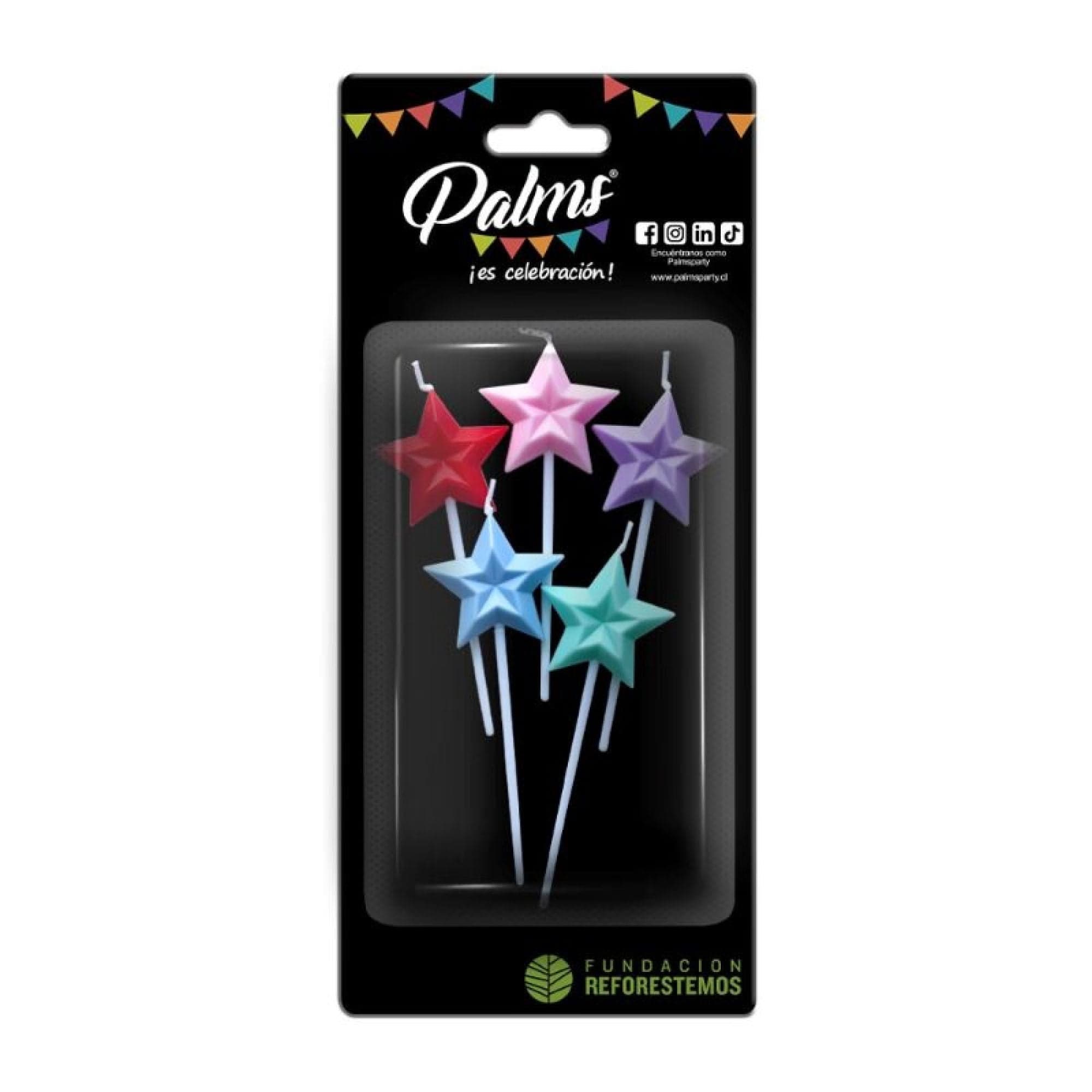 Set 5 velas estrellas colores pasteles