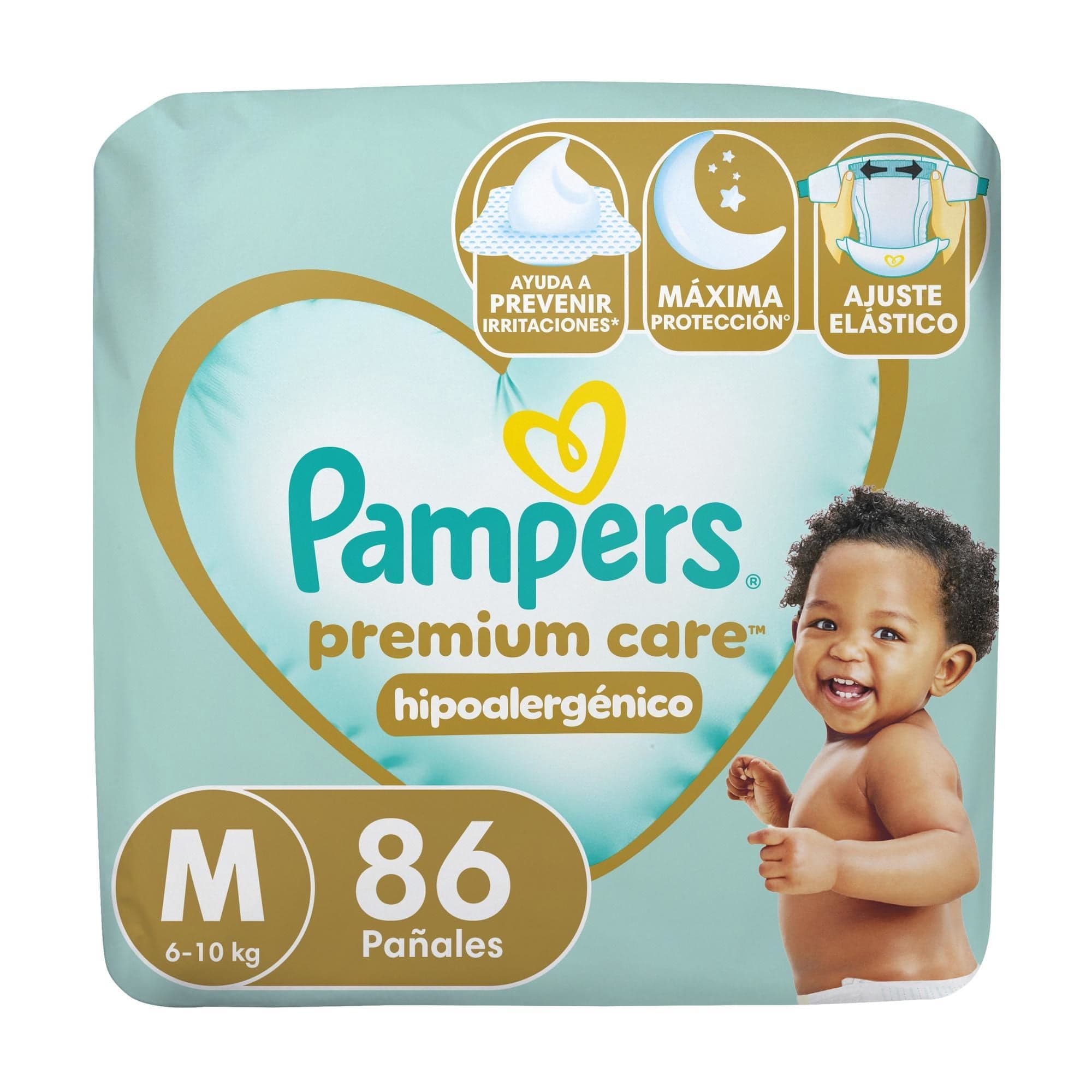 Panales Pampers Desechables Premium Care Hipoalergenico M