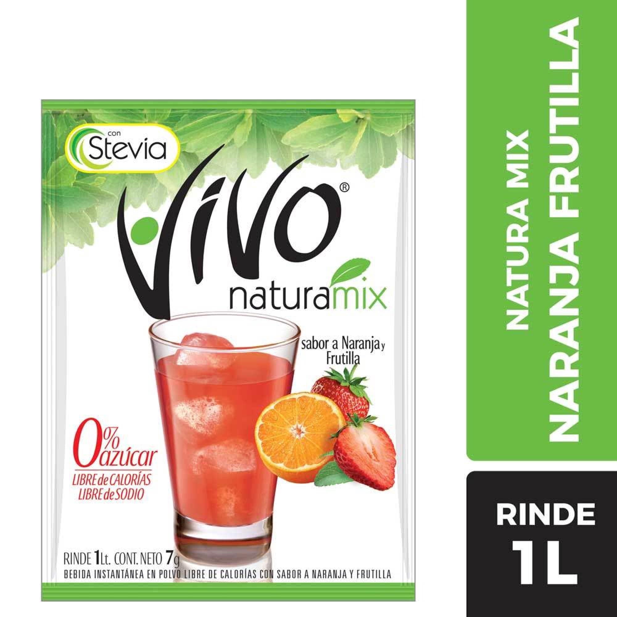 Refresco NaturaMix Naranja Frutilla 0% Azucar Sobre, 7 g
