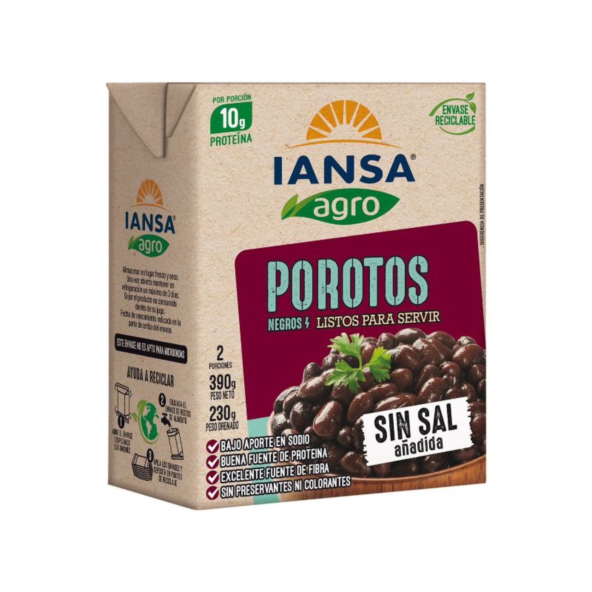 Porotos Negros Listos Caja, Drenado 230 g - Neto 390 g