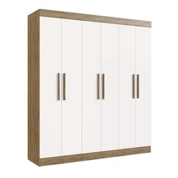 Closet New Xangai 6 Puertas 2 Cajones Interiores Mdf Nuez - Beige