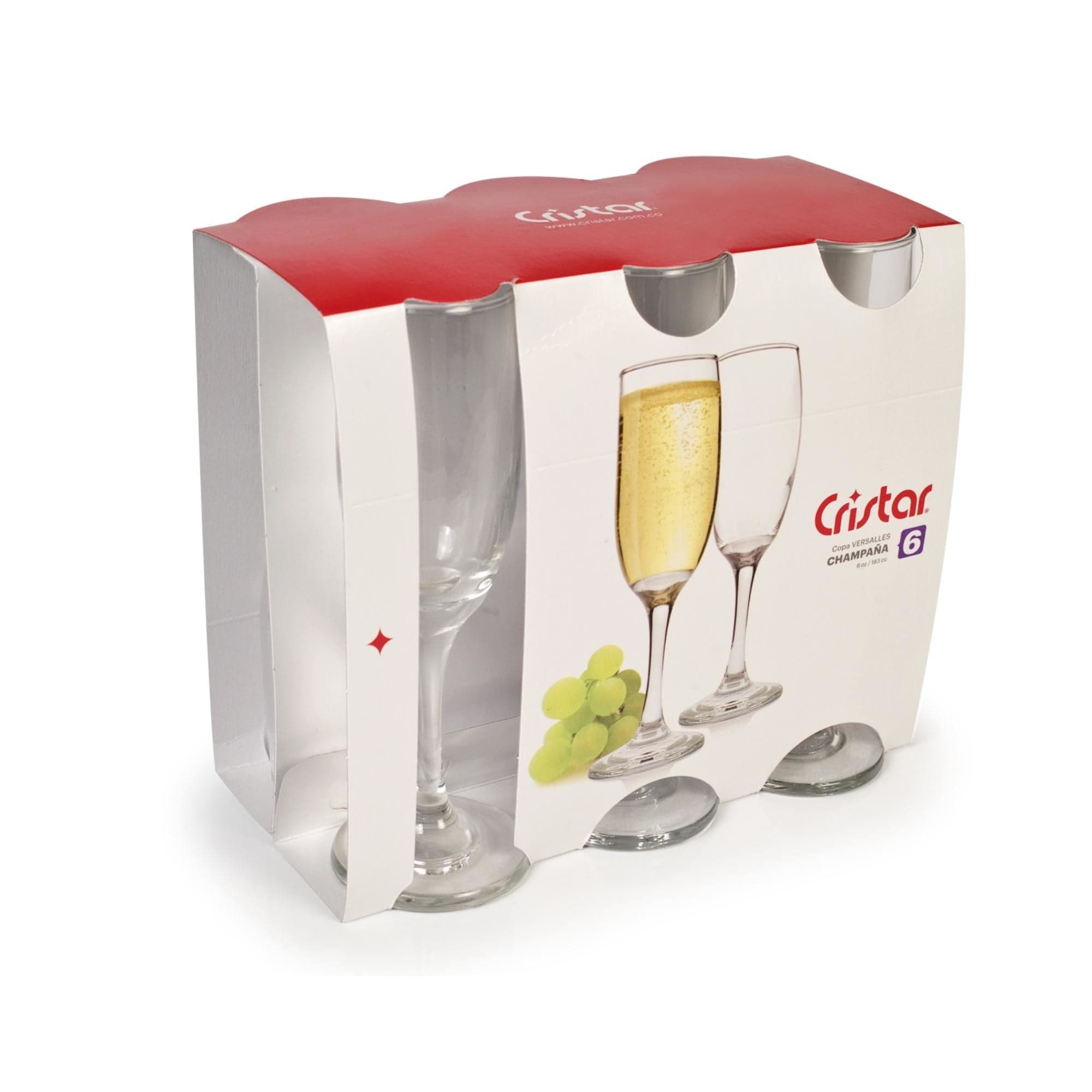 Set 6 Copa Flauta vidrio 176 ml transparente, 1 Un