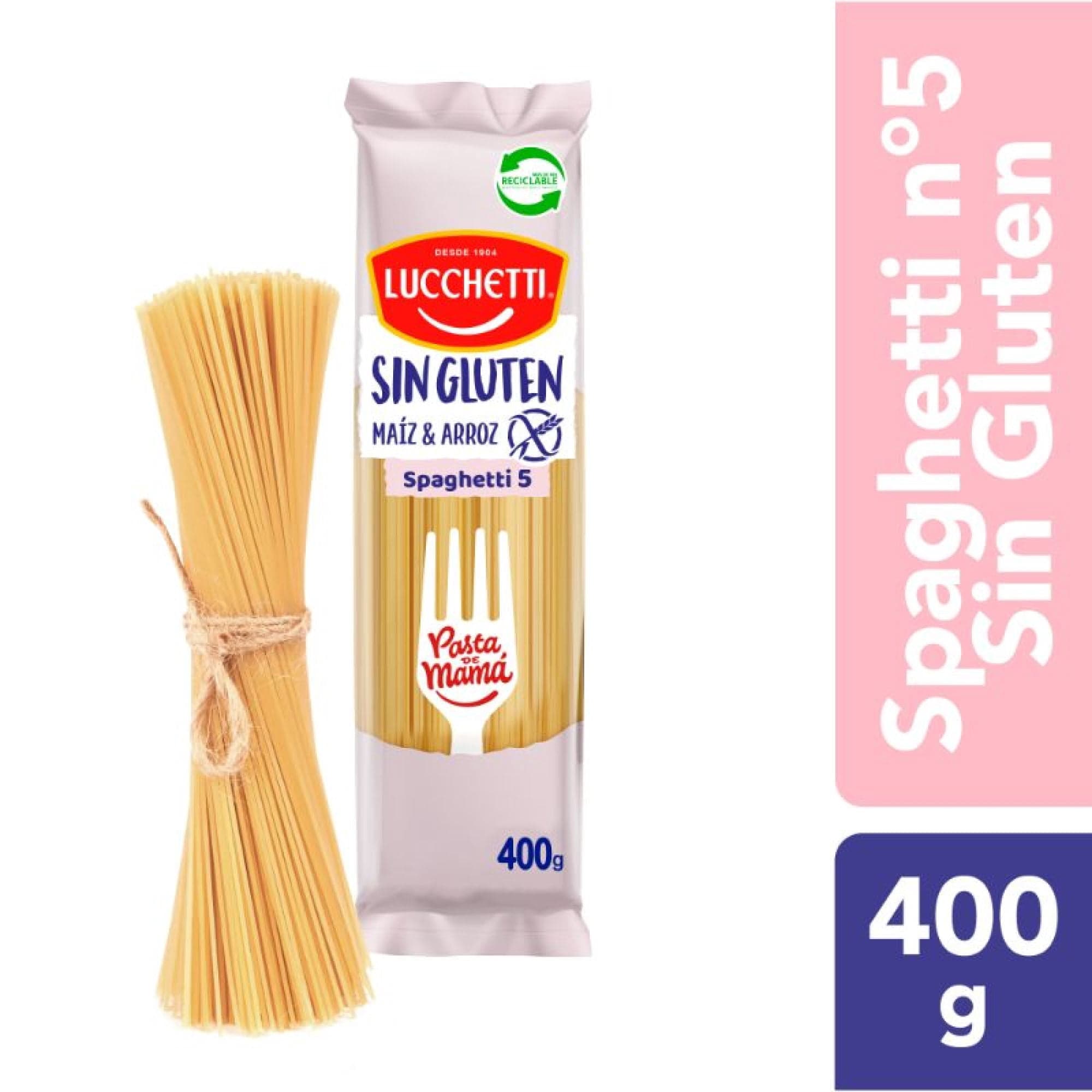 Fideo Pasta Sin Gluten Spaghetti N5 Bolsa, 400 g