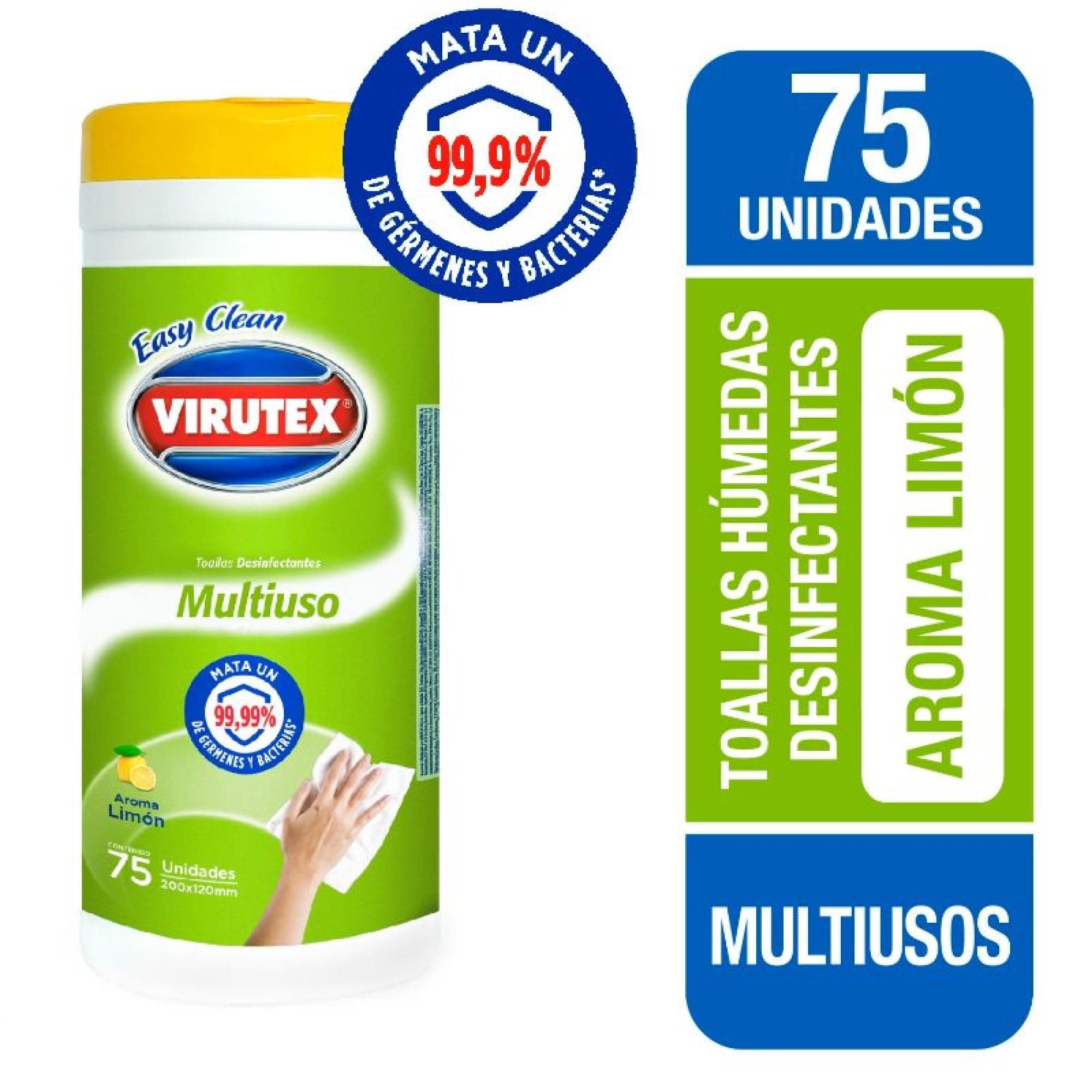 Toallitas Desinfectantes Multiuso Limon Bolsa Resellable, 75 Un