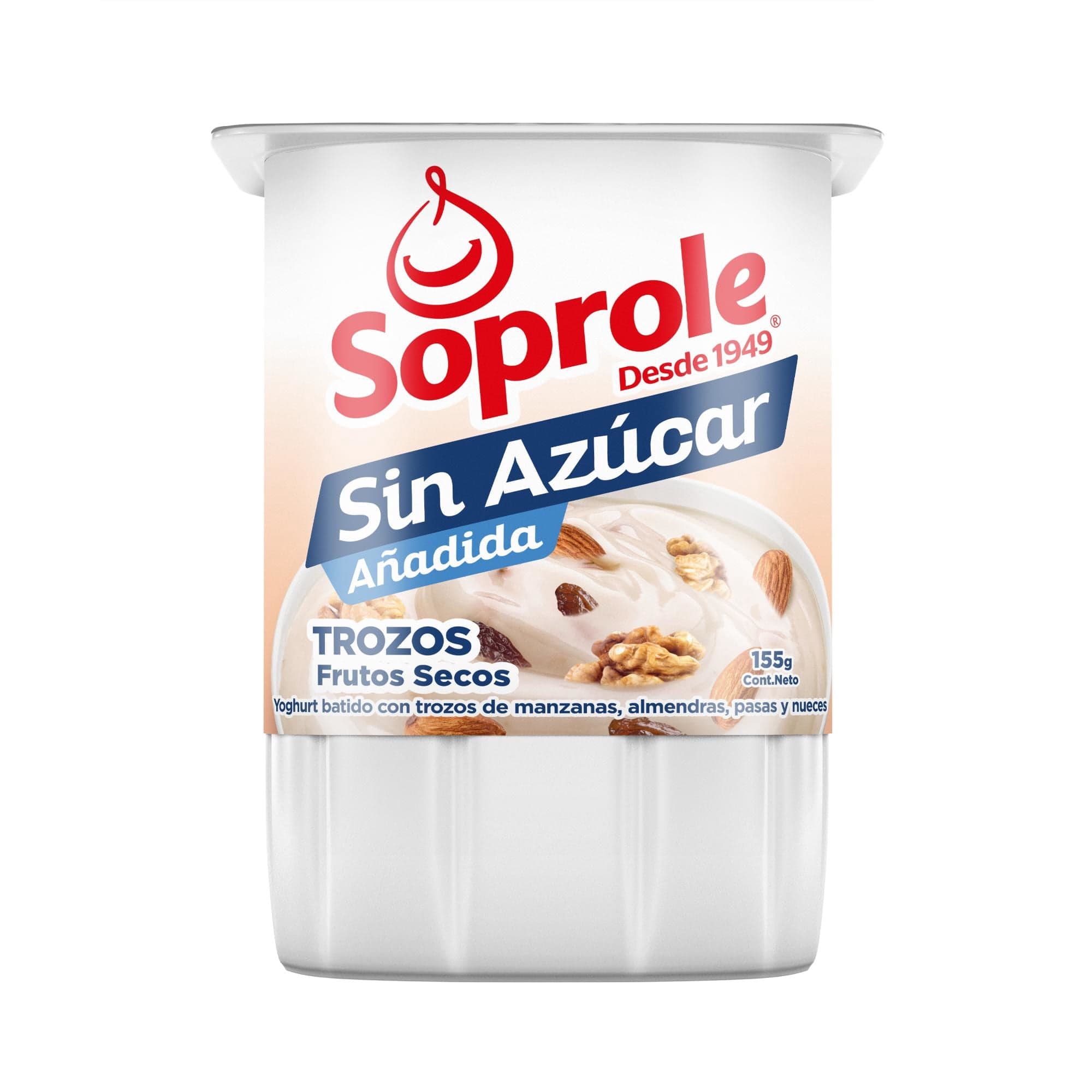 Yoghurt Batido Sin Azucar con Trozos de Frutos Secos Pote, 155 g