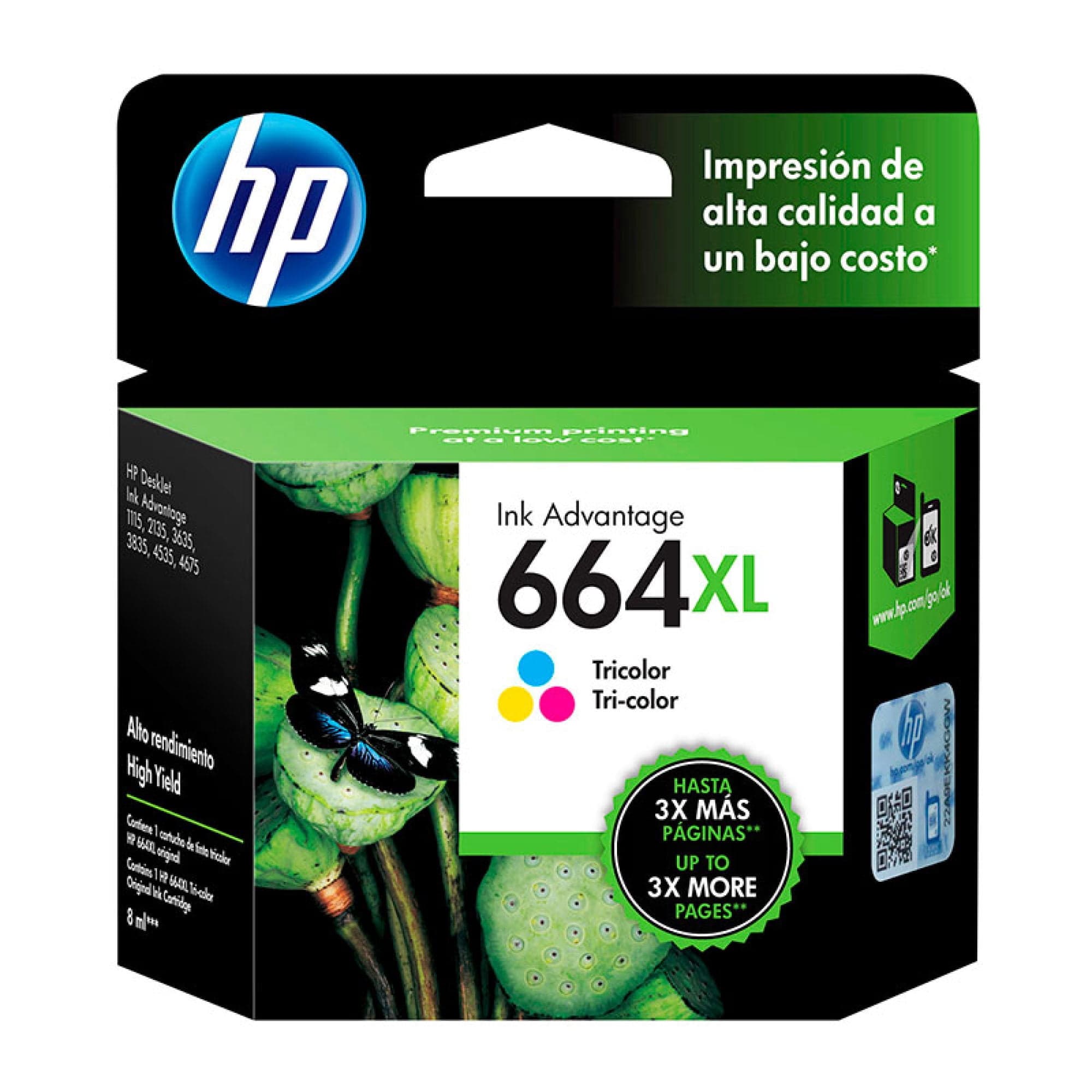 Cartucho de Tinta Original HP664XL Tricolor