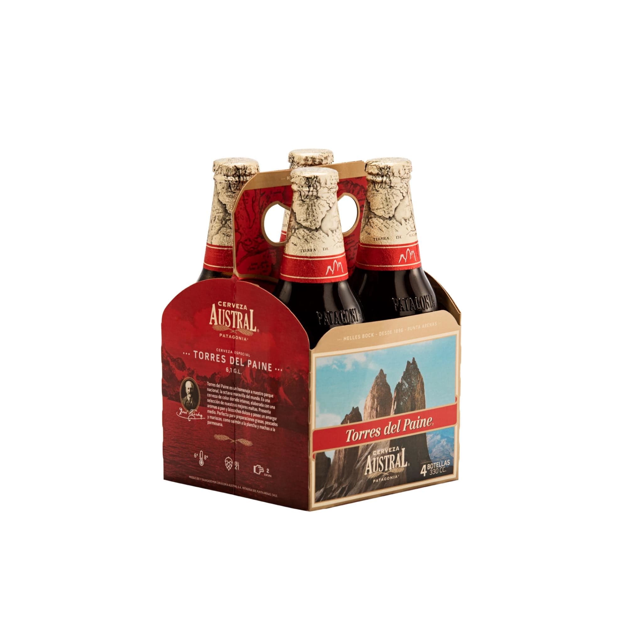 Cerveza Torres Del Paine Helles Bock 6.1 Pack 4 Botella, 4 Un x 330 c/u
