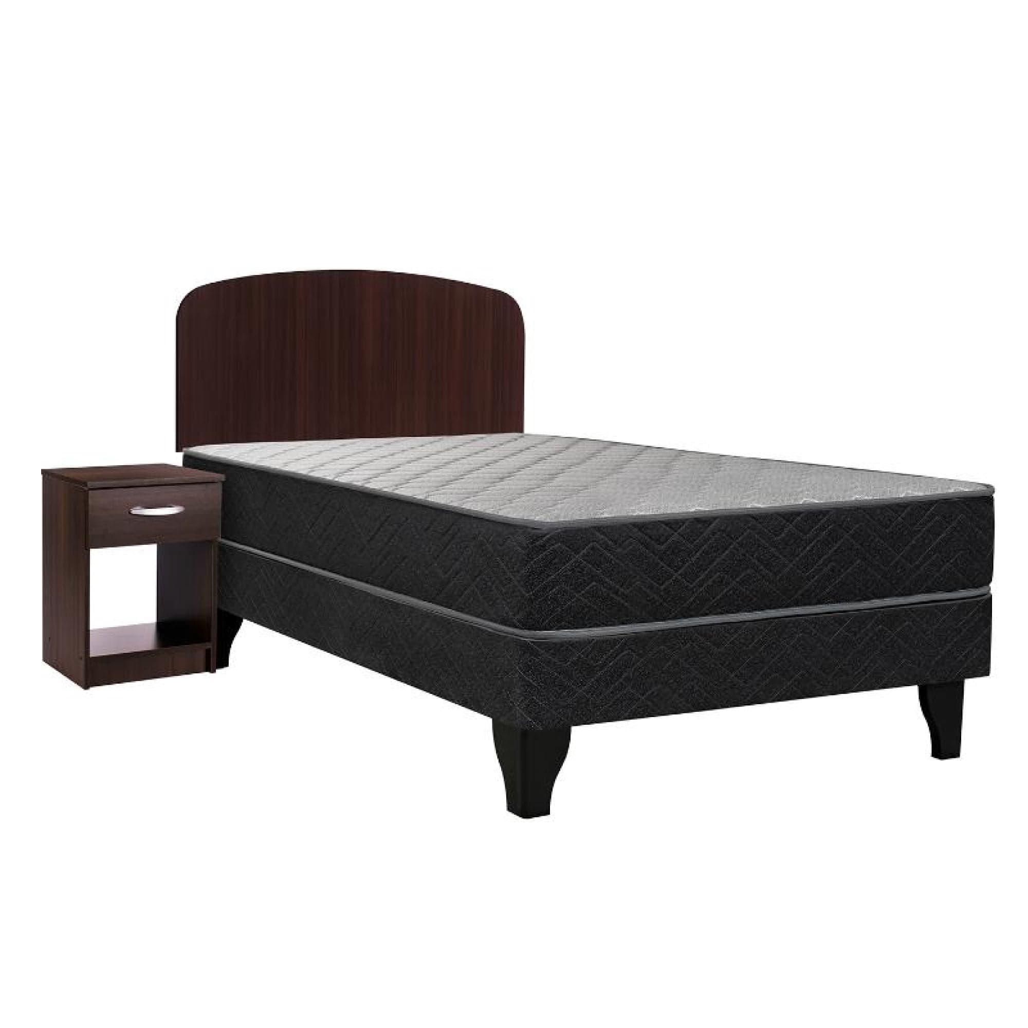 Cama Europea Apolo Black 1 Plaza Base Normal