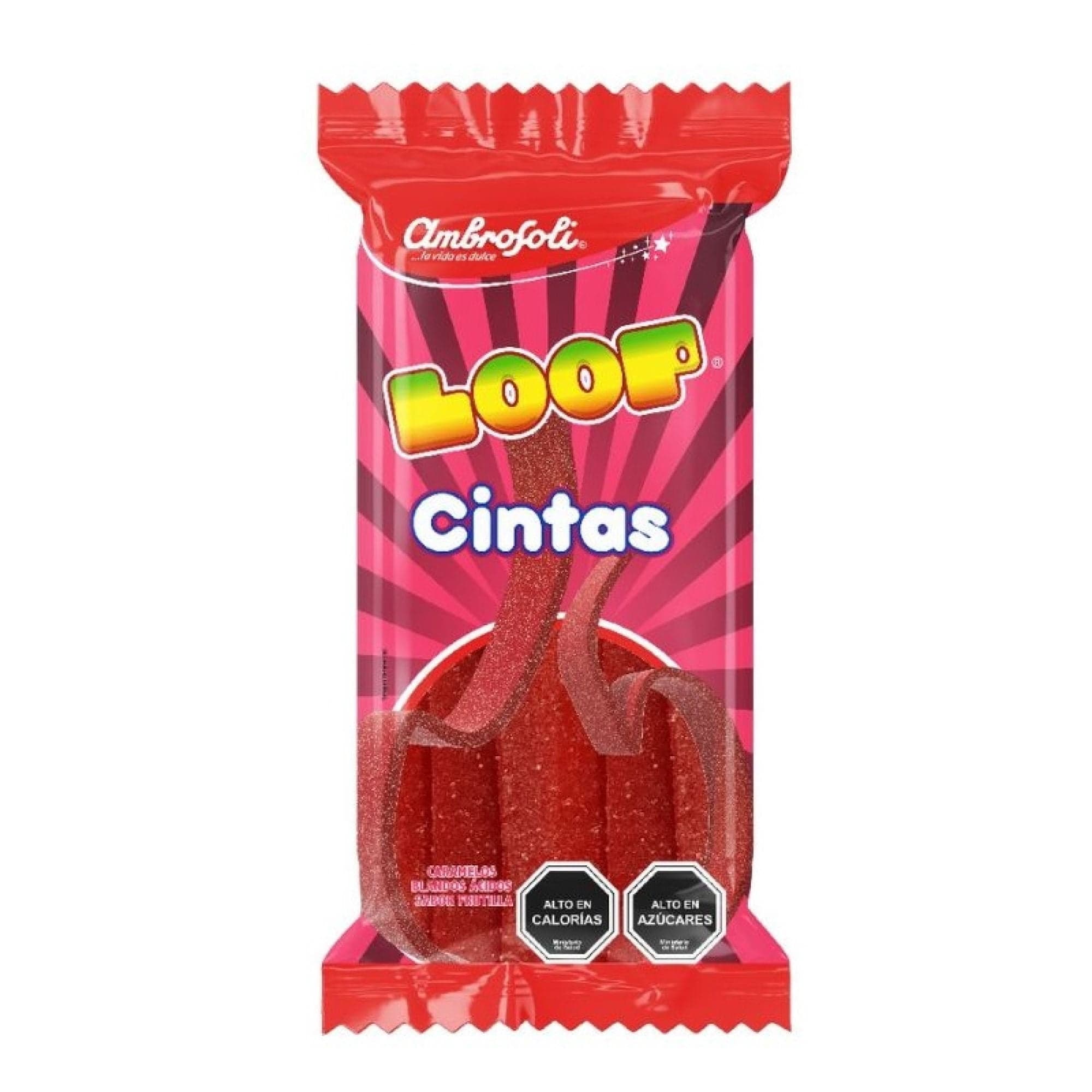 Caramelos Blandos Loop Cintas Frutilla, 67 g