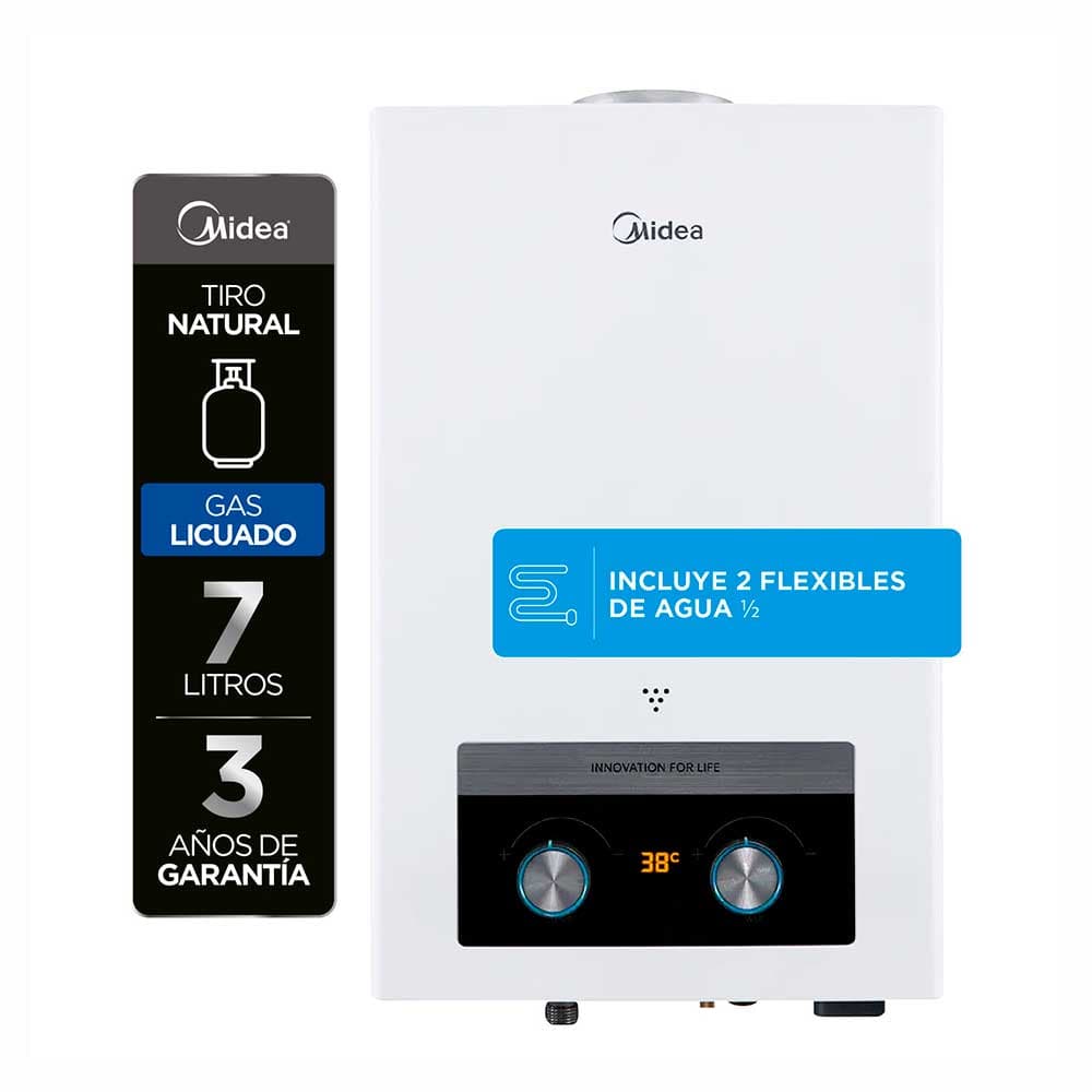 Calefont Gas Licuado Midea MGWH7-14MDNCLW-GL Tiro Natural 7 L